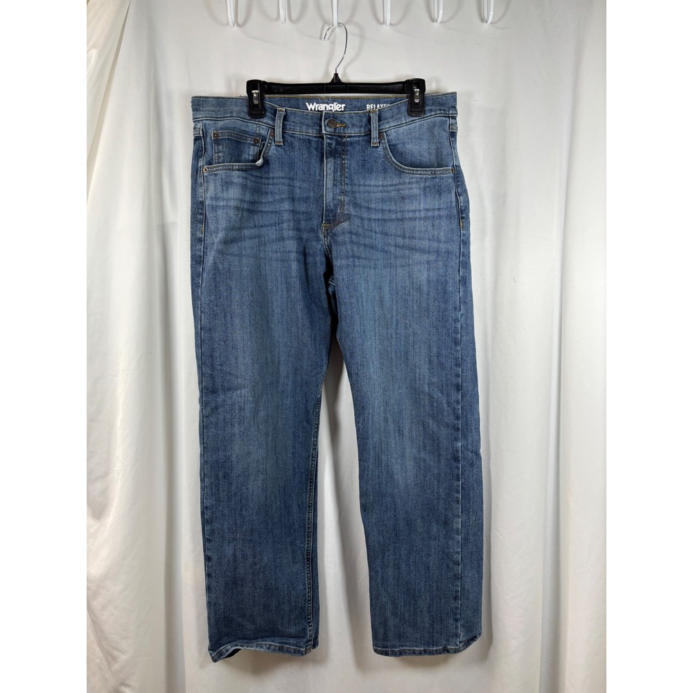 Wrangler Mens Relaxed Fit Medium Wash Blue Stretch Denim Jeans 34x30 10MGW15MA